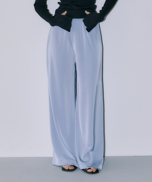 LIENCOEUR（リアンクール）の「POPサテンワイドストレートパンツ（その他パンツ・レディース・ネイビー/ピンク/ライトグリーン/ライトブルー/ブラック・FREE）」の3枚目の写真