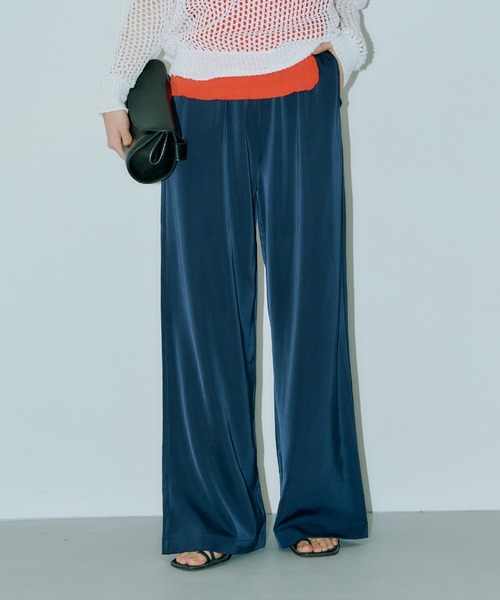 新作*MAXMARA* Dritto サテンワイドパンツ ネイビー ストレート 楽天市場】【新色】リラックスサテンパンツ ワイドパンツ