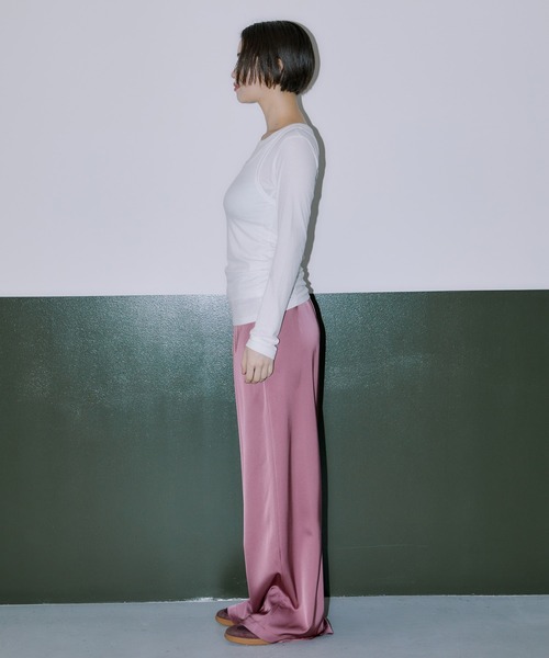 LIENCOEUR（リアンクール）の「POPサテンワイドストレートパンツ（その他パンツ・レディース・ネイビー/ピンク/ライトグリーン/ライトブルー/ブラック・FREE）」の15枚目の写真