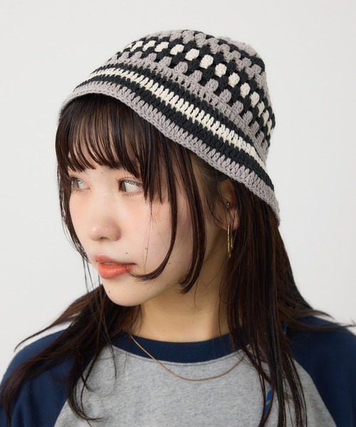 RODEO CROWNS WIDE BOWL（ロデオクラウンズワイドボウル）の「ガラニットハット（ハット・レディース・グレー系その他/マルチ/ブルー系その他・FREE）」の2枚目の写真