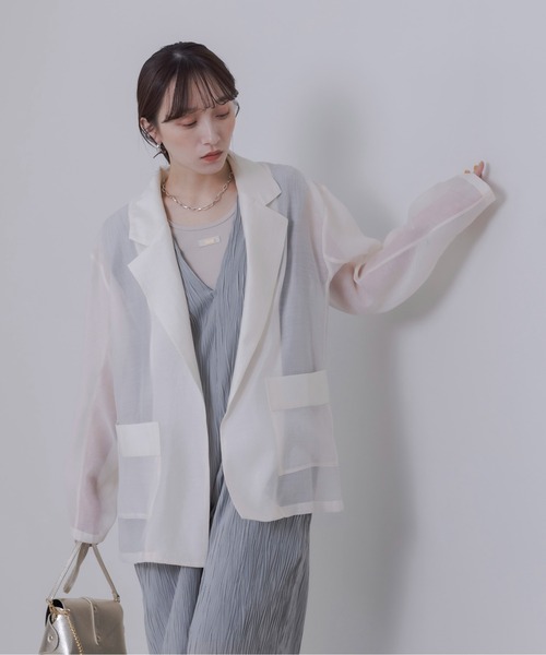 Eimee Law（エイミーロウ）の「シアーテーラードラフジャケット（テーラードジャケット・レディース・アイボリー/グレー/ブラック・FREE）」の7枚目の写真