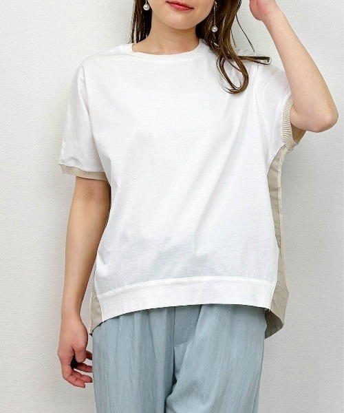 PICCIN(ピッチン)の「配色布帛切り替えプルオーバー(Tシャツ/カットソー・レディース・ホワイト系その他/ブラック系その他・M)」の2枚目の写真