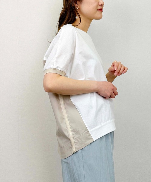 PICCIN(ピッチン)の「配色布帛切り替えプルオーバー(Tシャツ/カットソー・レディース・ホワイト系その他/ブラック系その他・M)」の4枚目の写真
