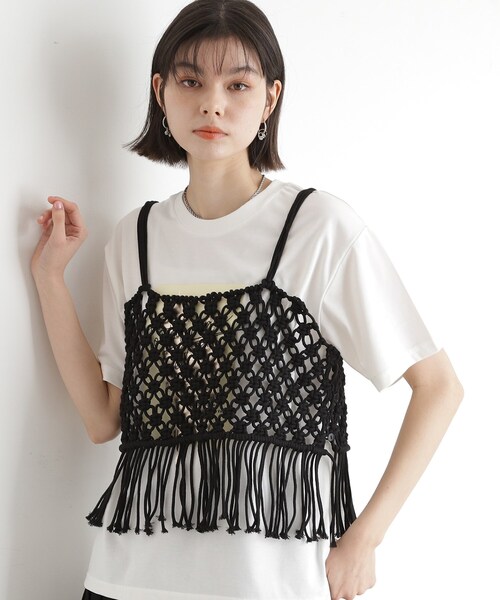 THE SHOP TK (ザ ショップ ティーケー )の「マクラメビスチェ(タンクトップ・レディース・ブラック系4/ブラック・99)」の1枚目の写真