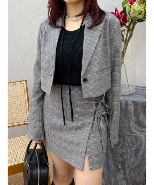 EVRIS（エヴリス）の「ショートレングスジャケット【セットアップ着用可能】（テーラードジャケット・レディース・ブラック/グレー/その他1・FREE）」の8枚目の写真