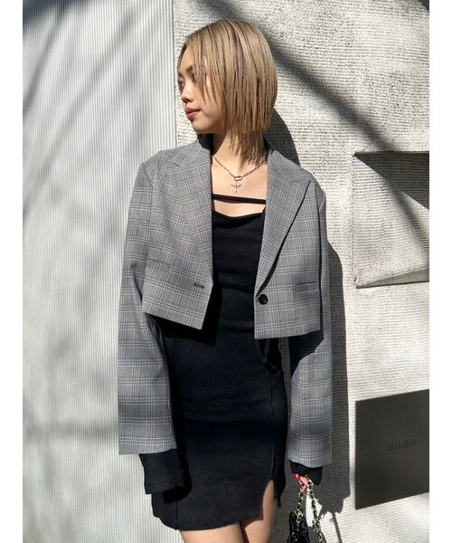 EVRIS（エヴリス）の「ショートレングスジャケット【セットアップ着用可能】（テーラードジャケット・レディース・ブラック/グレー/その他1・FREE）」の12枚目の写真