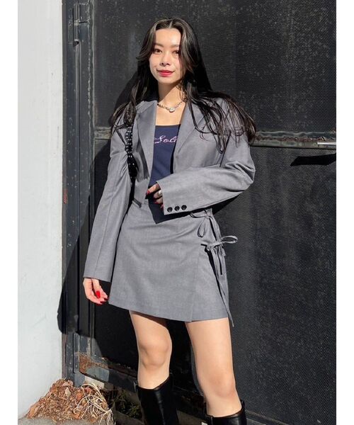 EVRIS（エヴリス）の「ショートレングスジャケット【セットアップ着用可能】（テーラードジャケット・レディース・ブラック/グレー/その他1・FREE）」の15枚目の写真