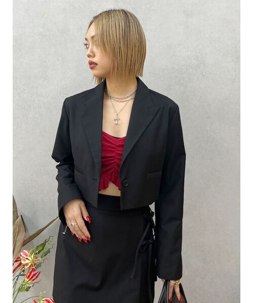EVRIS（エヴリス）の「ショートレングスジャケット【セットアップ着用可能】（テーラードジャケット・レディース・ブラック/グレー/その他1・FREE）」の21枚目の写真