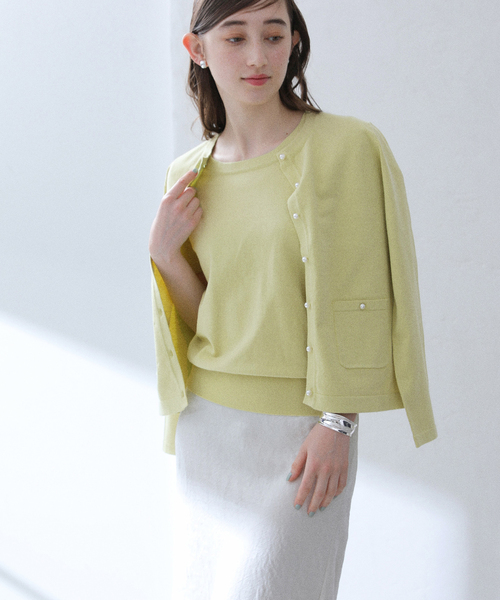 La TOTALITE(ラトータリテ)の「【洗える】パールアンサンブル(アンサンブル・レディース・イエロー/ラベンダー/ホワイト・FREE)」の1枚目の写真