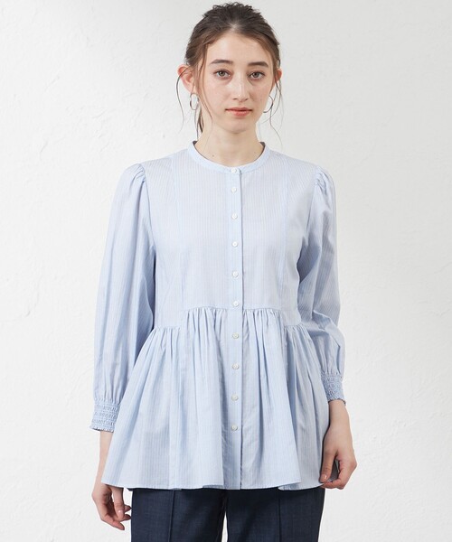 amaca（アマカ）の「先染めストライプブラウス（シャツ/ブラウス・レディース・ピンク系その他2/ブルー系その他4・38/40）」の2枚目の写真