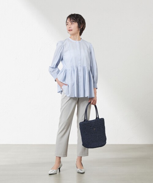 amaca（アマカ）の「先染めストライプブラウス（シャツ/ブラウス・レディース・ピンク系その他2/ブルー系その他4・38/40）」の4枚目の写真