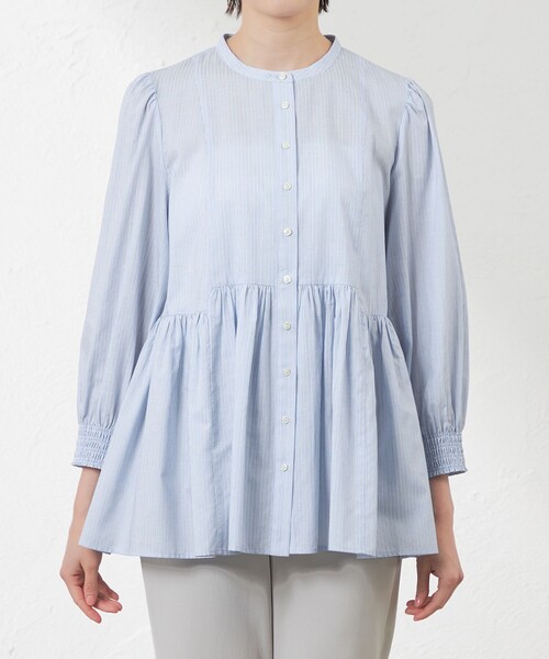 amaca（アマカ）の「先染めストライプブラウス（シャツ/ブラウス・レディース・ピンク系その他2/ブルー系その他4・38/40）」の5枚目の写真