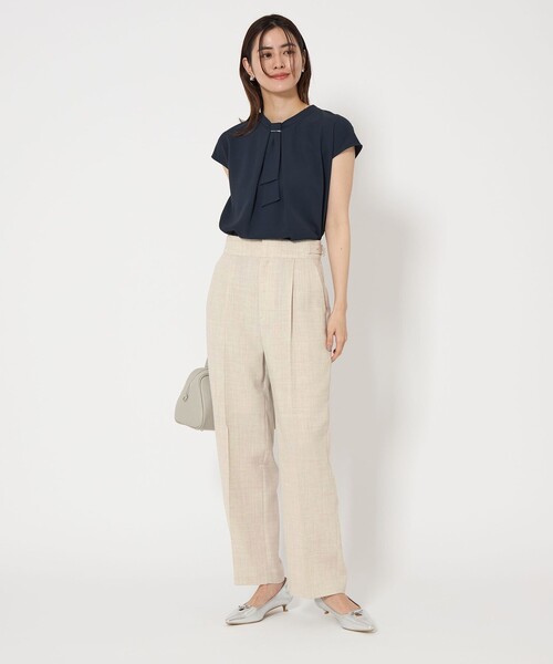 green label relaxing（グリーンレーベルリラクシング）の「［size TALLあり］Softリネンライク パンツ -マシンウォッシャブル・吸水速乾-（スラックス・レディース・ナチュラル/ホワイト/ダークグレー・TALL/40/38/36）」の8枚目の写真