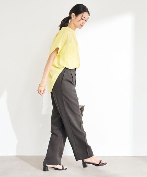green label relaxing（グリーンレーベルリラクシング）の「［size TALLあり］Softリネンライク パンツ -マシンウォッシャブル・吸水速乾-（スラックス・レディース・ナチュラル/ホワイト/ダークグレー・TALL/40/38/36）」の12枚目の写真