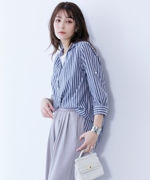 高身長　ストライプ袖２ＷＡＹチュニックブラウス（トールサイズ）