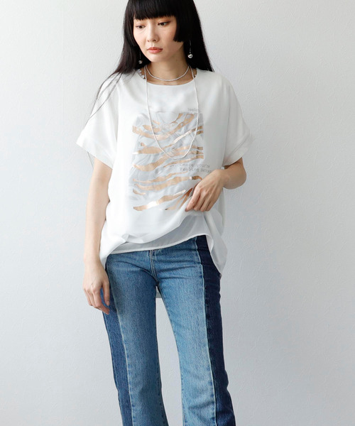 セール】マーブルカケルゼブラシアーレイヤードTシャツ（T
