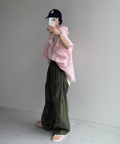 wee9s(ウィークス)の「vintage like curve cargo pants / ヴィンテージライクカーブカーゴパンツ(カーゴパンツ・レディース・ブラック/カーキ・size1/size2)」の6枚目の写真