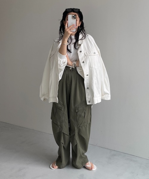 wee9s(ウィークス)の「vintage like curve cargo pants / ヴィンテージライクカーブカーゴパンツ(カーゴパンツ・レディース・ブラック/カーキ・size1/size2)」の10枚目の写真