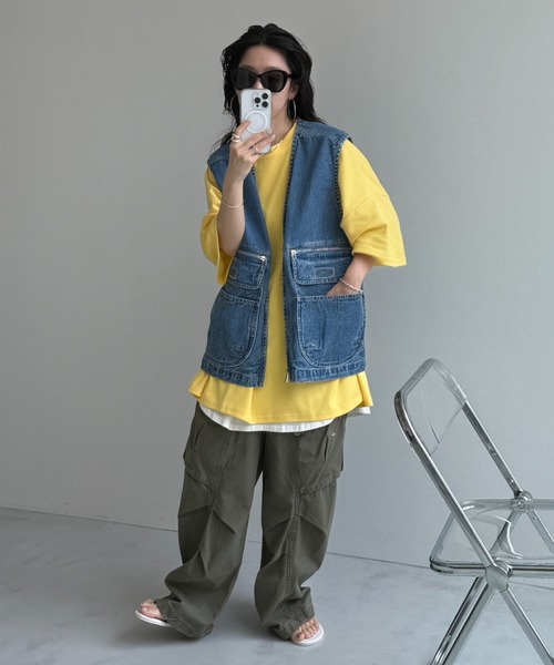 wee9s(ウィークス)の「vintage like curve cargo pants / ヴィンテージライクカーブカーゴパンツ(カーゴパンツ・レディース・ブラック/カーキ・size1/size2)」の19枚目の写真