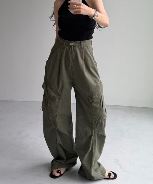wee9s(ウィークス)の「vintage like curve cargo pants / ヴィンテージライクカーブカーゴパンツ(カーゴパンツ・レディース・ブラック/カーキ・size1/size2)」の12枚目の写真