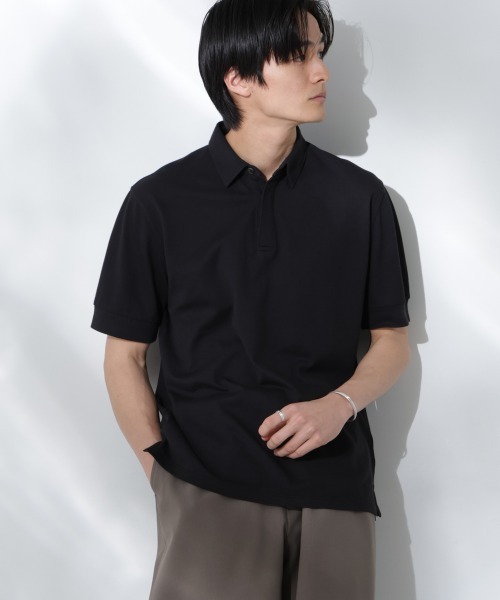 NANO universe（ナノユニバース）の「Anti Soaked(R)  汗染み防止 比翼ポロシャツ（ポロシャツ・メンズ・ブラック/トップグレー/ホワイト・S/M/L）」の2枚目の写真