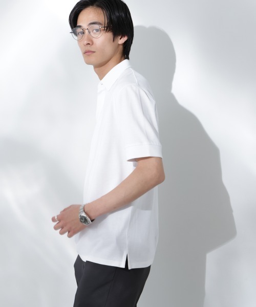 NANO universe（ナノユニバース）の「Anti Soaked(R)  汗染み防止 比翼ポロシャツ（ポロシャツ・メンズ・ブラック/トップグレー/ホワイト・S/M/L）」の5枚目の写真