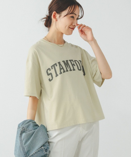 GLOBAL WORK（グローバルワーク）の「ヘビロッTEEワイドプリント半袖/289396（Tシャツ/カットソー・レディース・杢グレー/ホワイト/イエロー/ホワイト系その他6/ライトベージュ/スミクロ/ホワイト系その他7/ネイビー/オフホワイト/ピンク・REGULAR/LONG）」の9枚目の写真