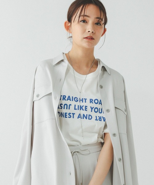 GLOBAL WORK（グローバルワーク）の「ヘビロッTEEワイドプリント半袖/289396（Tシャツ/カットソー・レディース・杢グレー/ホワイト/イエロー/ホワイト系その他6/ライトベージュ/スミクロ/ホワイト系その他7/ネイビー/オフホワイト/ピンク・REGULAR/LONG）」の11枚目の写真