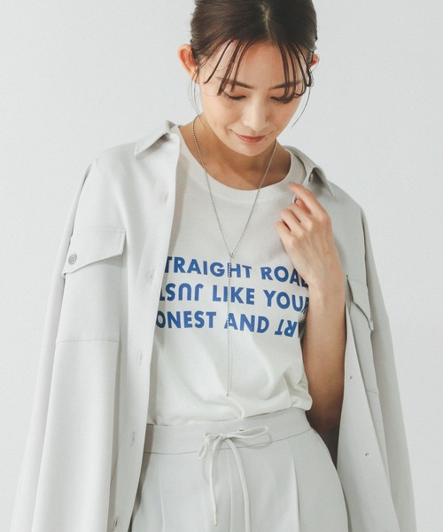 GLOBAL WORK（グローバルワーク）の「ヘビロッTEEワイドプリント半袖/289396（Tシャツ/カットソー・レディース・杢グレー/ホワイト/イエロー/ホワイト系その他6/ライトベージュ/スミクロ/ホワイト系その他7/ネイビー/オフホワイト/ピンク・REGULAR/LONG）」の12枚目の写真