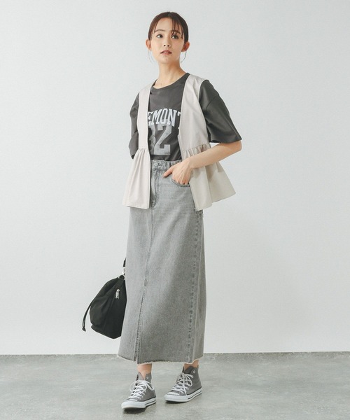 GLOBAL WORK（グローバルワーク）の「ヘビロッTEEワイドプリント半袖/289396（Tシャツ/カットソー・レディース・杢グレー/ホワイト/イエロー/ホワイト系その他6/ライトベージュ/スミクロ/ホワイト系その他7/ネイビー/オフホワイト/ピンク・REGULAR/LONG）」の18枚目の写真