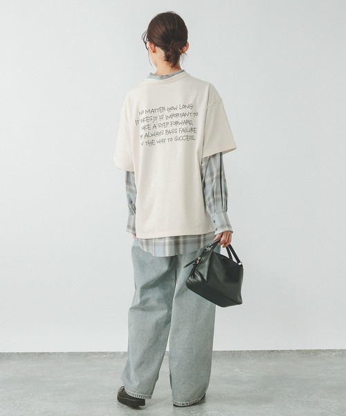 GLOBAL WORK（グローバルワーク）の「ヘビロッTEEワイドプリント半袖/289396（Tシャツ/カットソー・レディース・杢グレー/ホワイト/イエロー/ホワイト系その他6/ライトベージュ/スミクロ/ホワイト系その他7/ネイビー/オフホワイト/ピンク・REGULAR/LONG）」の22枚目の写真