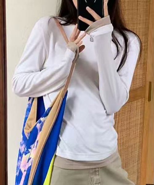 aimoha(アイモハ)の「ロングスリーブベーシックTシャツ(Tシャツ/カットソー・レディース・グリーン/グレー/ホワイト/ベージュ/パープル/ダークグレー・LARGE/MEDIUM)」の1枚目の写真