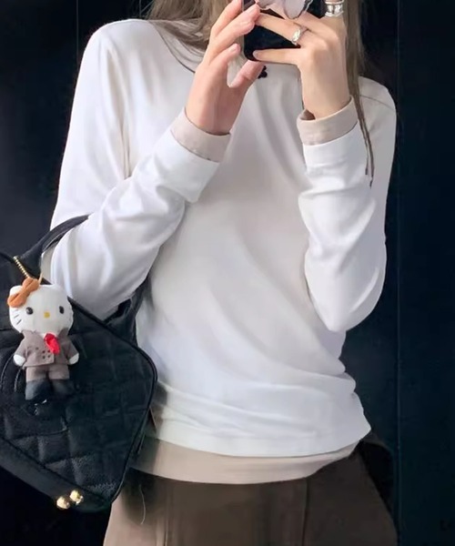 aimoha(アイモハ)の「ロングスリーブベーシックTシャツ(Tシャツ/カットソー・レディース・グリーン/グレー/ホワイト/ベージュ/パープル/ダークグレー・LARGE/MEDIUM)」の11枚目の写真