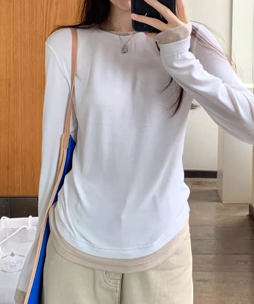 aimoha(アイモハ)の「ロングスリーブベーシックTシャツ(Tシャツ/カットソー・レディース・グリーン/グレー/ホワイト/ベージュ/パープル/ダークグレー・LARGE/MEDIUM)」の9枚目の写真