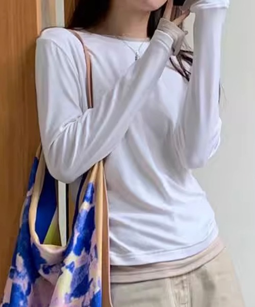 aimoha(アイモハ)の「ロングスリーブベーシックTシャツ(Tシャツ/カットソー・レディース・グリーン/グレー/ホワイト/ベージュ/パープル/ダークグレー・LARGE/MEDIUM)」の10枚目の写真