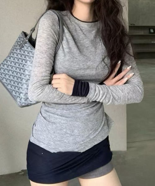 aimoha(アイモハ)の「ロングスリーブベーシックTシャツ(Tシャツ/カットソー・レディース・グリーン/グレー/ホワイト/ベージュ/パープル/ダークグレー・LARGE/MEDIUM)」の16枚目の写真