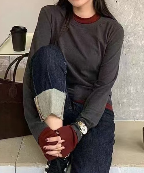 aimoha(アイモハ)の「ロングスリーブベーシックTシャツ(Tシャツ/カットソー・レディース・グリーン/グレー/ホワイト/ベージュ/パープル/ダークグレー・LARGE/MEDIUM)」の19枚目の写真
