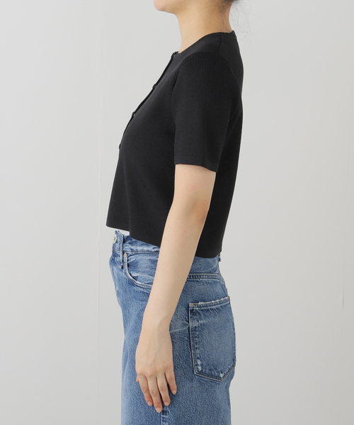 今期春夏 新品 IENA イエナ ドットボタン半袖ニットカーディガン ドットボタン半袖ニットカーディガン（カーディガン）｜IENA
