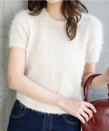CLEAR BASIC | ラメシャギー半袖ニットトップス [着回し力抜群 大人 カジュアル]≪SS新作≫(ニット/セーター)