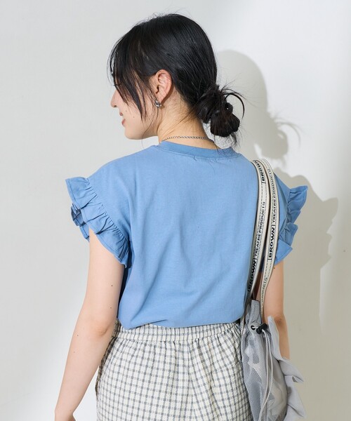tシャツ 袖フリルノースリーブカットソー レディース 楽天市場】【P2倍&クーポン有】ノースリーブ フリル カットソー