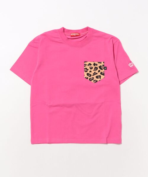 BABYDOLL(ベビードール)の「【綿100%】 親子お揃い ヒョウ柄ポケットTシャツ 0543K(Tシャツ/カットソー・キッズ・ブラック/ピンク系その他7/ホワイト・90cm/110cm/120cm/100cm/130cm/140cm/80cm/150cm)」の3枚目の写真