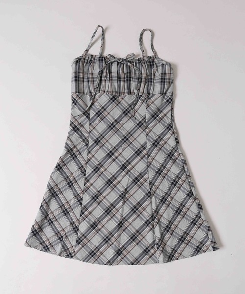 WEGO（ウィゴー）の「フロントリボンチェックキャミワンピース（ワンピース・レディース・ブラック/ブルー/レッド・FREE）」の20枚目の写真