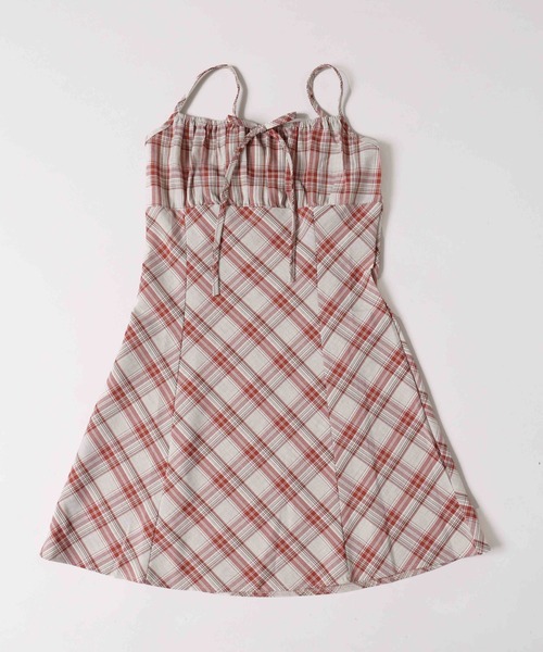 WEGO（ウィゴー）の「フロントリボンチェックキャミワンピース（ワンピース・レディース・ブラック/ブルー/レッド・FREE）」の22枚目の写真
