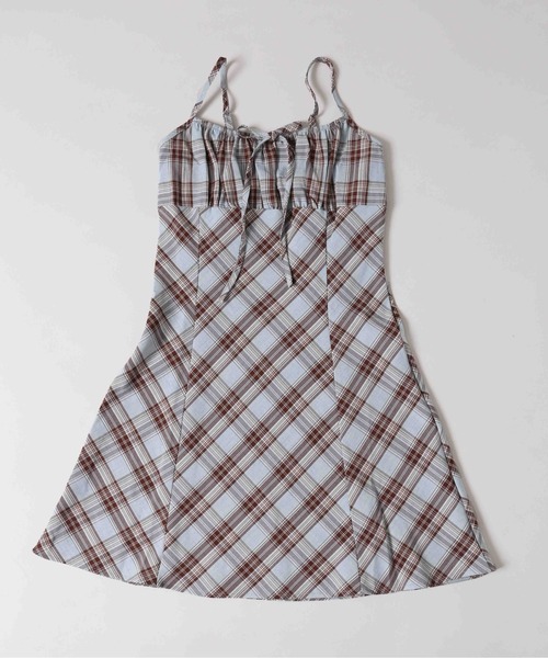 WEGO（ウィゴー）の「フロントリボンチェックキャミワンピース（ワンピース・レディース・ブラック/ブルー/レッド・FREE）」の21枚目の写真