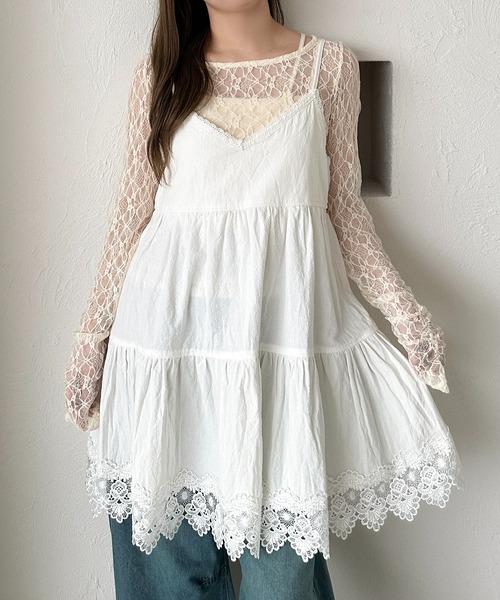 poppy コットンレースボリュームキャミ チュニック apres jour mignon チュニック コットンレースキャミチュニック