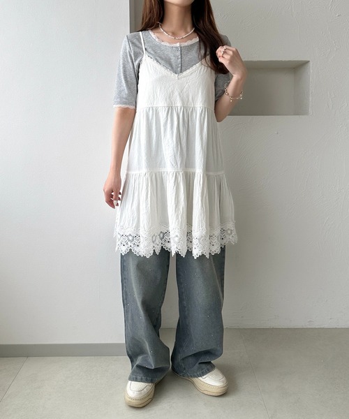 apres jour clair（アプレジュールクレア）の「【apres jour clair】コットンレースキャミチュニック（チュニック・レディース・ベージュ/オフホワイト・フリー/X-LARGE）」の5枚目の写真