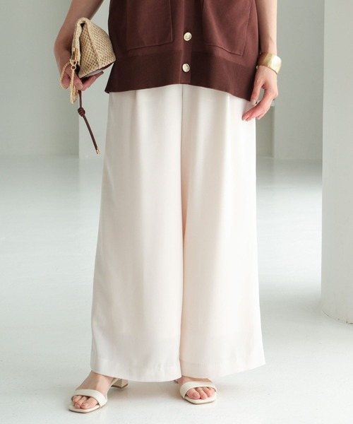 Elura（エルーラ）の「サラサラリラクシーワイドパンツ＜低身長サイズあり＞/321521（その他パンツ・レディース・ブラック系その他/オフホワイト/ネイビー/ブラック/ダークブラウン/グリーン/ホワイト/レオパード・SMALL/MEDIUM/LARGE/Ws S/Ws M）」の2枚目の写真