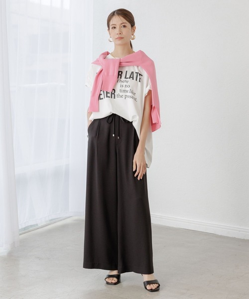 Elura（エルーラ）の「サラサラリラクシーワイドパンツ＜低身長サイズあり＞/321521（その他パンツ・レディース・ブラック系その他/オフホワイト/ネイビー/ブラック/ダークブラウン/グリーン/ホワイト/レオパード・SMALL/MEDIUM/LARGE/Ws S/Ws M）」の9枚目の写真