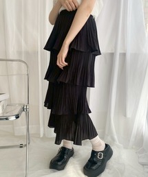 アコーディオンプリーツティアードスカート