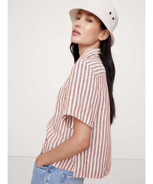 Banana Republic(バナナリパブリック)の「ボクシー リネン ショートスリーブ シャツ(シャツ/ブラウス・レディース・ライトベージュ/ブラック/ブラウン/ブラウン系その他/ベージュ/ピンク・XS/L/M/S)」の18枚目の写真